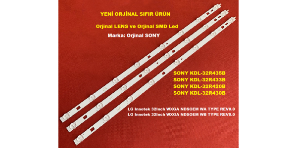 LG Innotek 32Inch WXGA NDSOEM WA TYPE REV0.0, LG Innotek 32Inch WXGA NDSOEM WB TYPE REV0.0, SONY KDL-32R435B Sıfır Led bar